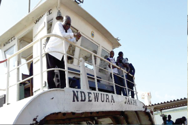 Nana Akufo-Addo on board the Dambai ferry